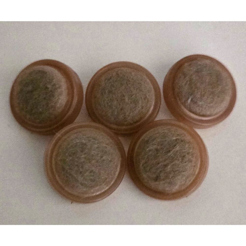 Five Vintage Coat Buttons Tan with a Soft Middle Sewing Craft